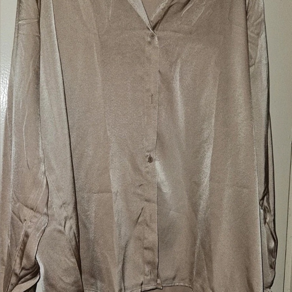 PrettyLittleThing Satin Beige Blouse
